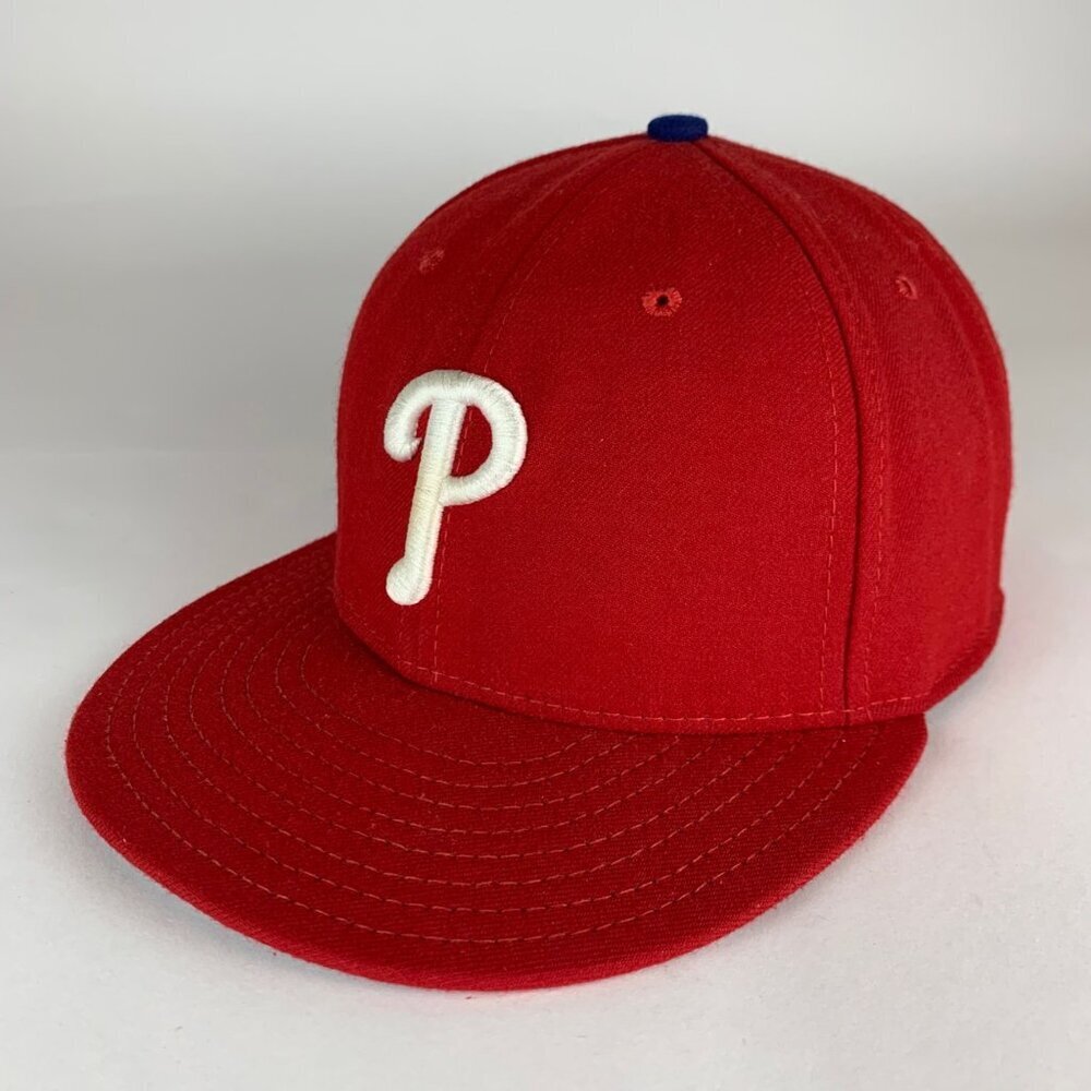 Philadelphia Phillies MLB Red New Era 59Fifty Fitted Hat 7 1/4 No Side NE Logo